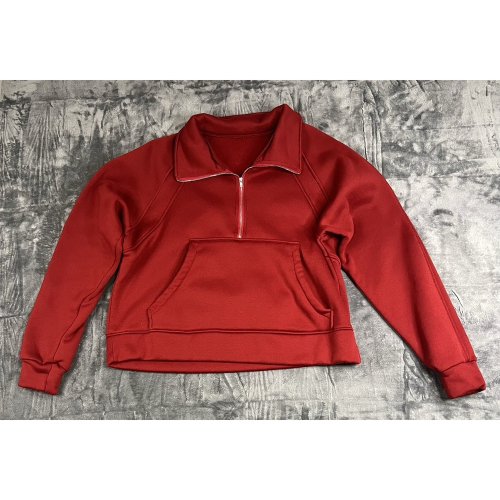 lululemon Scuba Women's Red 1/2 Zip Fleece Pullover Sweatshirt Pockets M